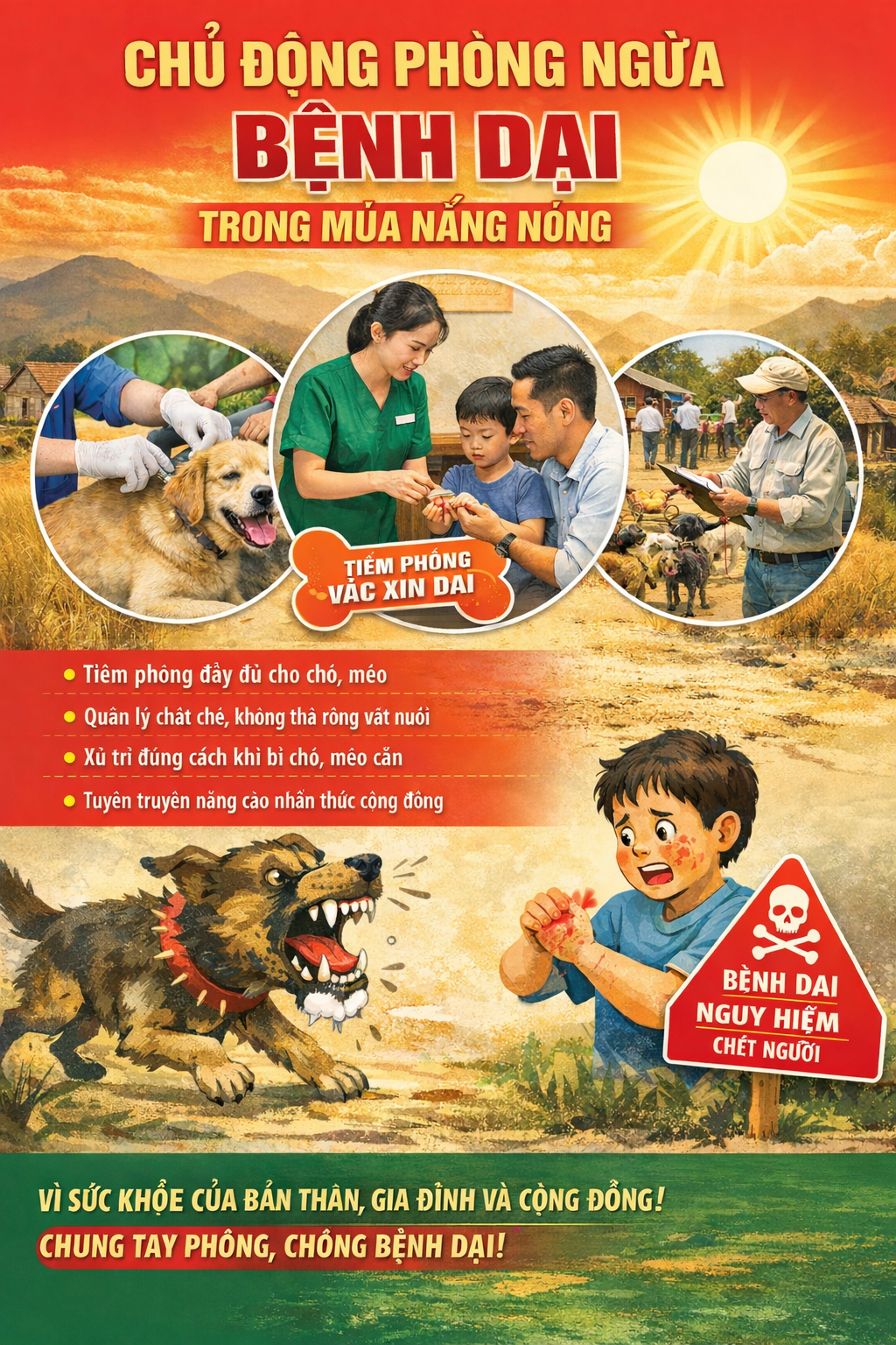 CHỦ ĐỘNG PHÒNG NGỪA BỆNH DẠI TRONG ĐIỀU KIỆN NẮNG NÓNG TẠI XÃ CƯ M’TA